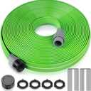LAVEVE Heavy Duty Sprinkler Soaker Hose 75 FT, Flat Garden Hose with Holes, Efficient Flexible Irrigation Hose for Yard, Lawn and Garden, Includes Stakes