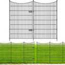 10 Panels Decorative Garden Fence with Gate, 48 in(H) X 23.6 ft(L) No Dig Dog Fence Animal Barrier Outdoor for Yard, Rustproof Metal Garden Edging and Borders, Temporary Fencing Stakes