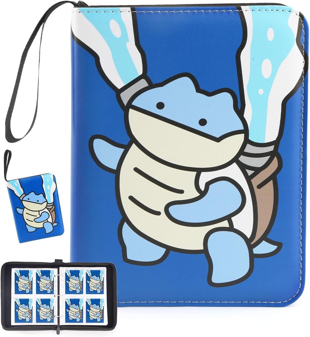 Collectible Trading Card Albums, 400 Card Holders with 50 Removable Sleeves, Portable 4 Pockets Collectible Trading Card Binder, PU Card Collection Binder for MTG, TCG, Sport Card, Game Cards (Turtle)