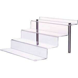 CECOLIC Acrylic Riser Shelf 4 Tier Clear Display Stand for Collectibles Pop Figures, Cupcakes, Perfumes, Display Risers for Decorating & Organizing - 11.8 x 10.8 x 6.5 in (Large, 1 Pack)