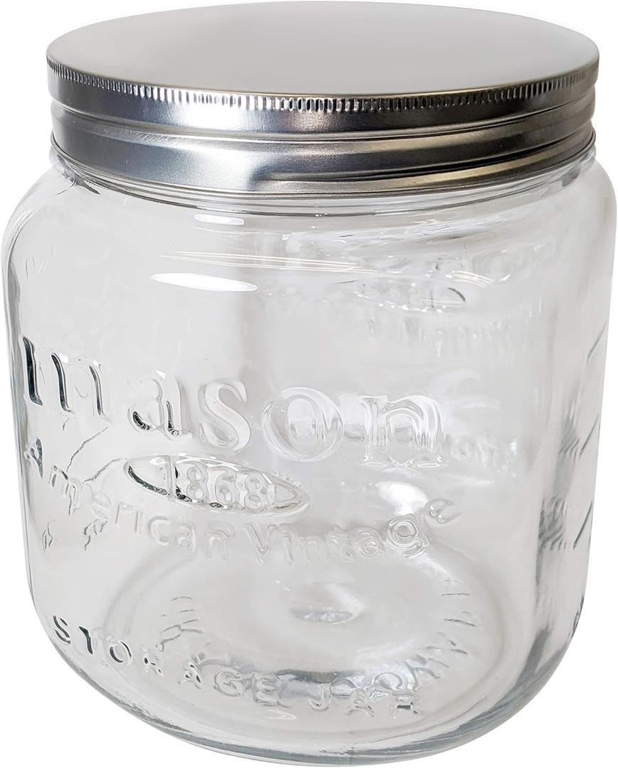 Grant Howard Jumbo Mason Embossed Glass Storage Jar, 91oz,, Clear