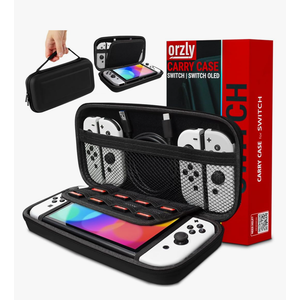 Orzly Carry Case Compatible with Nintendo Switch and New Switch OLED Console -Protective Hard Portable Travel Carry Case Shell Pouch with Pockets for Accessories and Games