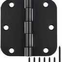 24 Pack Rounded Matte Black Door Hinges 3.5 inch x 3-1/2", 5/8 Radius Storage Hinge with White Interior Decoration Doors Classic Colour Coordination Closet Shed Hardware for Inside Home Improvement