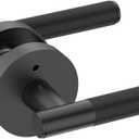 Amerdeco 1 Pack Matte Black Door Handles Interior, Knurled Privacy Door Handles with Lock,Heavy Duty Black Door Lever for Bedroom or Bathroom,Reversible Keyless for Left Right Handed Doors