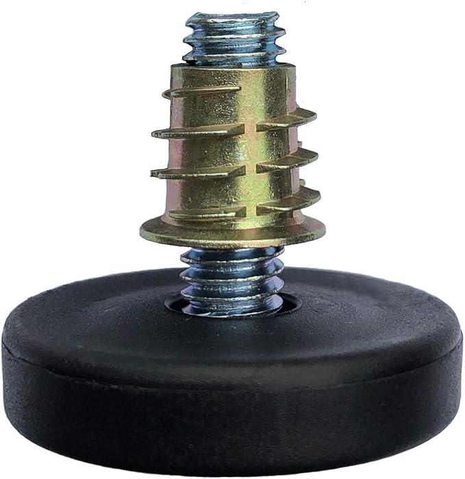 SINGTAN Furniture Levelers with Screw-in Nuts-4 Pack| Furniture Feet | Heavy Duty Adjusting Foot | 1" Adjustable Furniture Legs | table Levelers | chair Levelers,3/8"-16 Threaded Bolt, Thread Pitch: 16