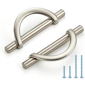 Brushed Nickel Cabinet Pulls, 3-3/4 Inch Hole Center, 96 mm, Curved Design Cabinet Handles for Kitchen,Cupboard, Drawer & Bathroom 10 Pack