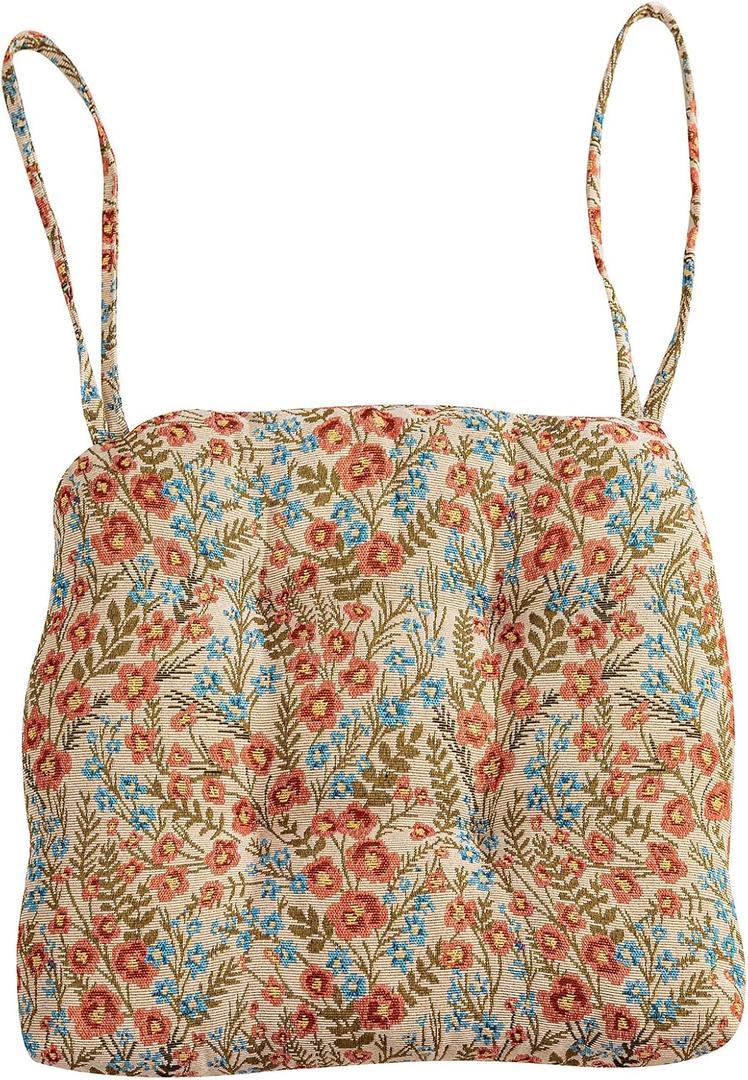 Vctops Farmhouse Floral Print Chair Cushions with Ties U-Shaped Soft Comfortable Chair Pads Non Slip Seat Cushions for Indoor Dining Room and Kitchen Chairs (Flower G,16"x16")