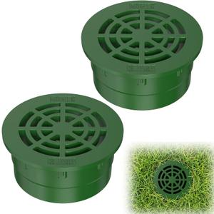 3 Inch Round Drainage Grate Cover, Outdoor Drain Cover for 3" SDR 35 Sewer & Drain Pipe/Fittings, Single-Wall Corrugated Pipe, Low Profile Lawn Drain Cover, Easy Installation (2PC-3 Inch)
