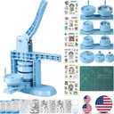 Button Maker Machine Multiple Sizes (4th Gen), Pin Maker 1+1.25+2.25 inch / 25+32+58mm, Badge Button Press Machine with Cutting Mat & 300 Sets Badge Making Supplies & Circle Cutter