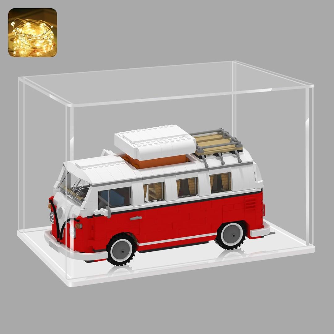 LANSCOERY Acrylic Display Case, Assemble Small Showcase Display Box for Collectibles, with Dustproof & Seamless Display Design, 6x4x4inch White Base