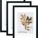 A4 Picture Frame Black 3 Pcs set can Display 6x8 Picture with Mat or A4 Without Mat on the Wall