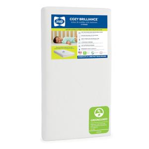 Sealy Baby Cozy Brilliance Breathable Crib Mattress, GREENGUARD GOLD Certified, Made in USA, Firm Dual Firmness, Toddler Bed Fit, Rayon, Waterproof, Non Toxic, Washable Zip Cover, 52 x 28