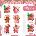 Giegxin 12pcs 10 x 8 Inches Cute Gingerbread Man Christmas Tree Picks 3D Gingerbread Christmas Decor with Sticks Cute Ornaments for Xmas Tree Topper Home School Office Garden Patio Winter Holiday (Pink)