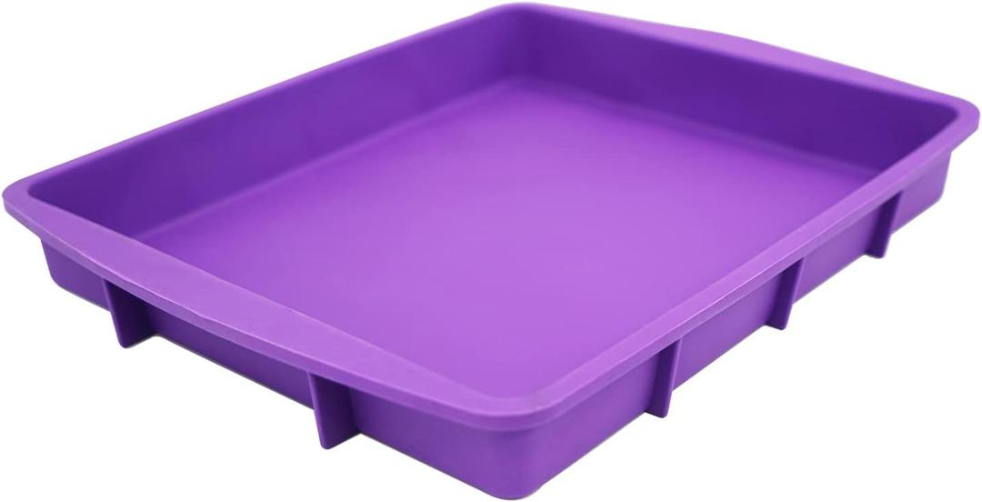 Lmaray 11 x 9.5 Inch Purple Silicone Baking Pan, Safe, Durable, Easy Cleanup, Microwave and Oven Safe