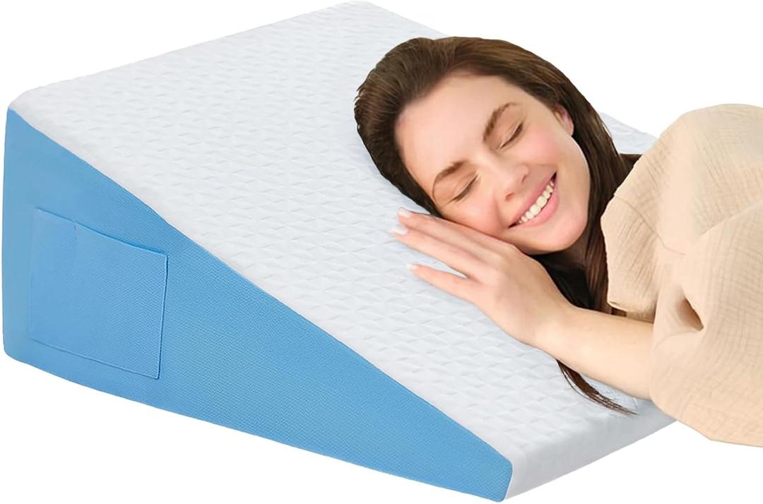 Wedge Pillow for Sleeping, 12" Bed Wedge After Surgery, Back Pain Relief, Memory Foam Pillow Triangle Incline Wedge for Back Support, Leg Elevation, Triangle Wedge 24 x 24 x 12 inch