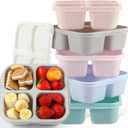 Honeydak 5 Pack Snack Containers 4 Compartment Bento Snack Boxes Reusable Lunchable Containers with Lids Divided Meal Prep Lunch Food Storage Box for School Work Travel(Macaroon,Equal)