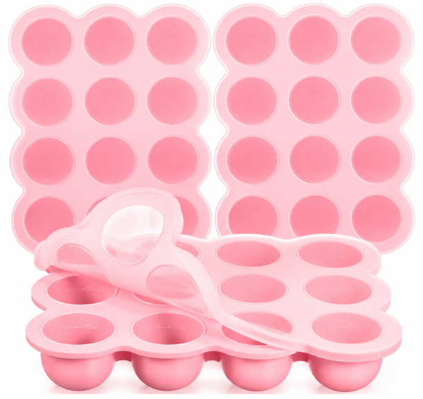 Potchen 3 Pcs Baby Food Storage Container 12 Cup Silicone Baby Food Freezer Tray with Lid Stackable Reusable Silicone Freezer Tray for Vegetable Fruit Puree and Breast Milk