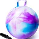 Hopper Ball, Hopping Toys for Kids, 18inch Bouncy Ball with Handle for Boys Girls Aged 3-8, Inflatable Clouds Bounce Hopper Toy with Pump