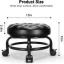 Low Height Rolling Stool Roller Stool PU Leather Comfortable Seat 360Swivel Rotating, Modern Rolling Chair for Home Office Garage Shop, 10 inches x 13 inches x 13 inches