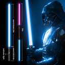 Juxaxia Lightsaber 2 Pack - Metal Hilt Dueling Light Sword with Connector (2-in-1), 20 RGB Colors & 3 Sound Modes, Rechargeable Cosplay Toy for Kids & Adults Gift, Halloween Christmas (Black)
