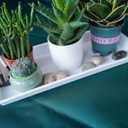 VUWEZ 2 Pack Plastic Plant Saucer - Rectangular 30 inch, Indoors/Outdoors, Drip Tray for Flower Pot, Windowsill (8 X 30'', Cream White)