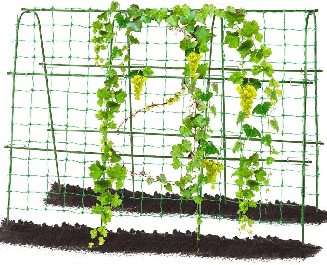 FOLLOOK Outdoor Trellis for Climbing Plants Arch Tunnel U-Frame Trellis with Plant Support Clips for Grape Zucchini Plant Metal Tall, Green, MWM-11-U-120x160-GREEN