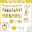 Gold Engagement Party Decorations Glitter happy Engaged Banner, MR and MRS Balloons, Hanging Swirl,balloons, Ring Balloons for Wedding Engagement Party Decor