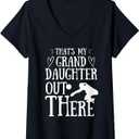 Womens That's My Granddaughter Out There Volleyball Grandma Grandpa V-Neck T-Shirt Medium
