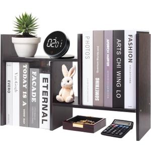 ShellKingdom Desk Shelf Organizer, H-Shaped Desktop Shelves, Adjustable Desktop Corner Shelf, Bookshelf Storage Rack and Cubicle Decor for Desk, Tabletop, School, Office, Dorm Desk Organizer - Black