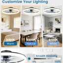 VOLISUN Low Profile Ceiling Fans with Lights and Remote, 24in Fandelier Ceiling Fan Flush Mount, 3000K-6500K Smart Bladeless LED Fan Light, Black Modern Ceiling Fans with Lights for Bedroom