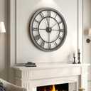 Cuspin 30 Inch Large Wall Clock for Living Room Decor, Modern Wood Decorative Wall Clocks with Solid Wooden Frame, Battery Operated Silent Non-Ticking Clock - Roman Numerals