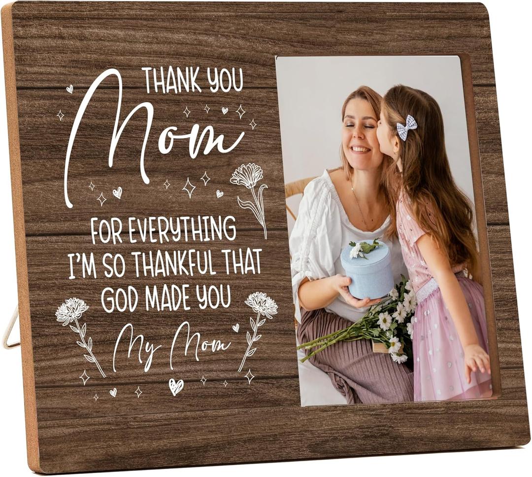 2 x Mom Picture Frame, Thank You Mom Photo Frame, Picture Frames Gift for Mother's Day Birthday Christmas, Mothers Day Gifts for Best Mom from Daughter Son, I'm so Thankful that God Made You My Mom -C01