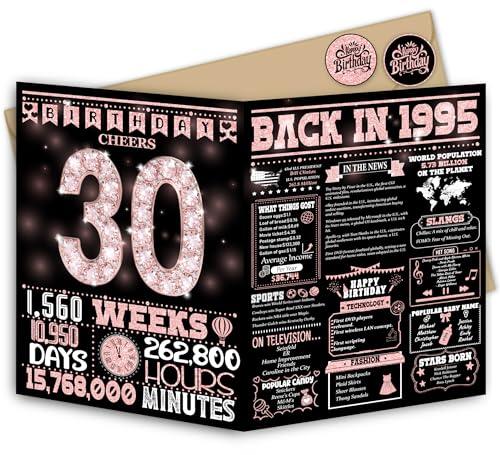 Blazeon 30th Birthday Card for Women Her, 30th Pink Diamond Birthday Card Gifts for Girls, Happy 30 Year Old Birthday Decorations, Double-Sided, Pack 3