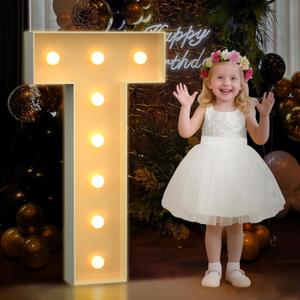 Mixifox 3FT Marquee Letters T, Large Light Up Letters 3 Feet Tall with Lights, Big Letter for Wedding, Engagement, Graduation, Birthday Party Decorations, Pre-Cut Foam Board Kit