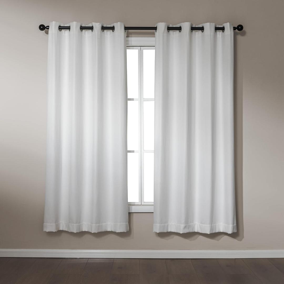 Amazon Basics Chenille Room Darkening Curtains, Light Filtering Window Drapes for Bedroom and Living Room, 2-Panel Set with Grommets, 42" W  72" L, White Solid
