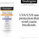 Neutrogena Clear Face Sunscreen Lotion for Acne-Prone Skin, Broad Spectrum SPF 50, Sunscreen for Face & Oily Skin, Oil-,Fragrance- & Oxybenzone-Free, Water Resistant, Matte, Unscented, 3 Fl Oz