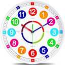 Kids Wall Clock - Non-Ticking, Battery-Operated Time Teaching Clock for Kids, Ideal for Children’s Bedrooms, Playrooms, and Stylish Home Décor – White, 12 Inch