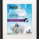 Americanflat 11x13 Picture Frame with Shatter-Resistant Glass - Use as 8x10 Frame with Mat or Display 11x13 Photo Without Mat - Signature Collection - Picture Frames for Wall Display - Black