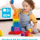 MEGA BLOKS First Builders Toddler Blocks Toys Set, Big Building Bag with 80 Pieces and Storage, Blue, Ages 1+ Years