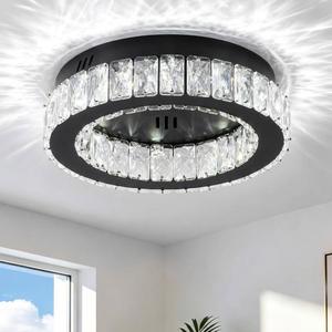 Modern Crystal LED Ceiling Light, Round Crystal Chandeliers Ceiling Lights Fixture, Small Crystals Flush Mount Lighting Fixtures for Bedroom, Hallyway,Foyer