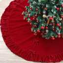 84inch Extra Large Ruffled Christmas Tree Skirt Red Luxury Velvet Tree Skirts with Ruffle Border Plush Xmas Trees Mat with Lace Ties for Indoor Outdoor Home Christmas Winter Holiday Party Decorations