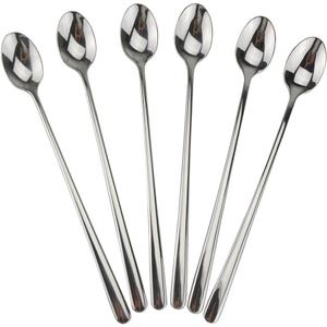 Long Handle Spoon, 9-inch Ice Tea Spoon, DEALIGHT Premium 18/10 Stainless Steel Iced Teaspoon for Mixing, Cocktail Stirring, Tea, Coffee, Milkshake, Cold Drink, Set of 6 (Heavy Duty)