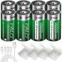 D Cell Rechargeable Batteries 8-Pack 15000mWh 1.5V Constant Output Lithium ion Battery with 4 in 1 USB-C Cable, 1500 Cycles LR20 D Size Battery, USB Rechargeable D Batteries for Floodlight Toys