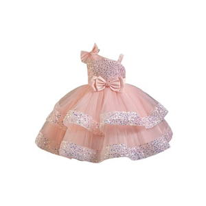 OBEEII Birthday Dress for Toddler Girl Sequins Pageant Tulle Tutu Dress Bowknot Princess Baptism Wedding Flower Girl Gown 100/ 3-4Y