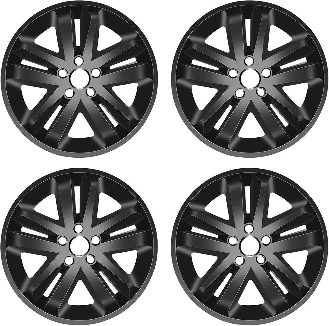 Wheel Skins Compatible with Ford Explorer 2011-2019; 18 inch Wheel Covers; Black Set of 4 Packs (Glossy Black)