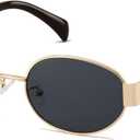 Trendy Oval Sunglasses for Women Men 2025 Retro Sun Glasses Classic Shades UV400 Protection CL2501 (Gold/Grey)