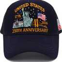 250 Anniversary USA Hat|250th Anniversary USA hat|1776-2026 Embroidery Patriots Hat Mesh-Back Cap for Men Women (Dark Blue)