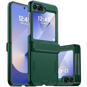 oupeigar for Samsung Galaxy Z Flip 6 Case/Z Flip 7 FE Case, Hinge Protection & Built-in Screen Protection, Wireless Charging,Durable Shockproof Cover for Z Flip 6/ Z Flip 7 FE-Green