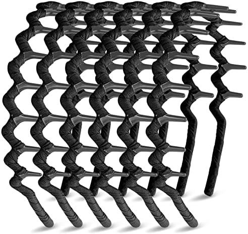 Syhood 6 Pieces Zigzag Headbands for Women Shark Tooth Comb Hairbands Wrapped Cloth Hairbands Wave Shape Plastic Hair Band Hair Accessory(Eye-catching Pattern)