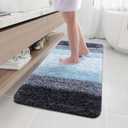 Arotive Microfiber Bathroom Rugs, Shaggy Soft and Absorbent Bath Rug, Non-Slip, Thick Plush Machine Washable Dry Bath Mats for Bathroom, Tub and Shower, 47x24, Blue, Rectangular